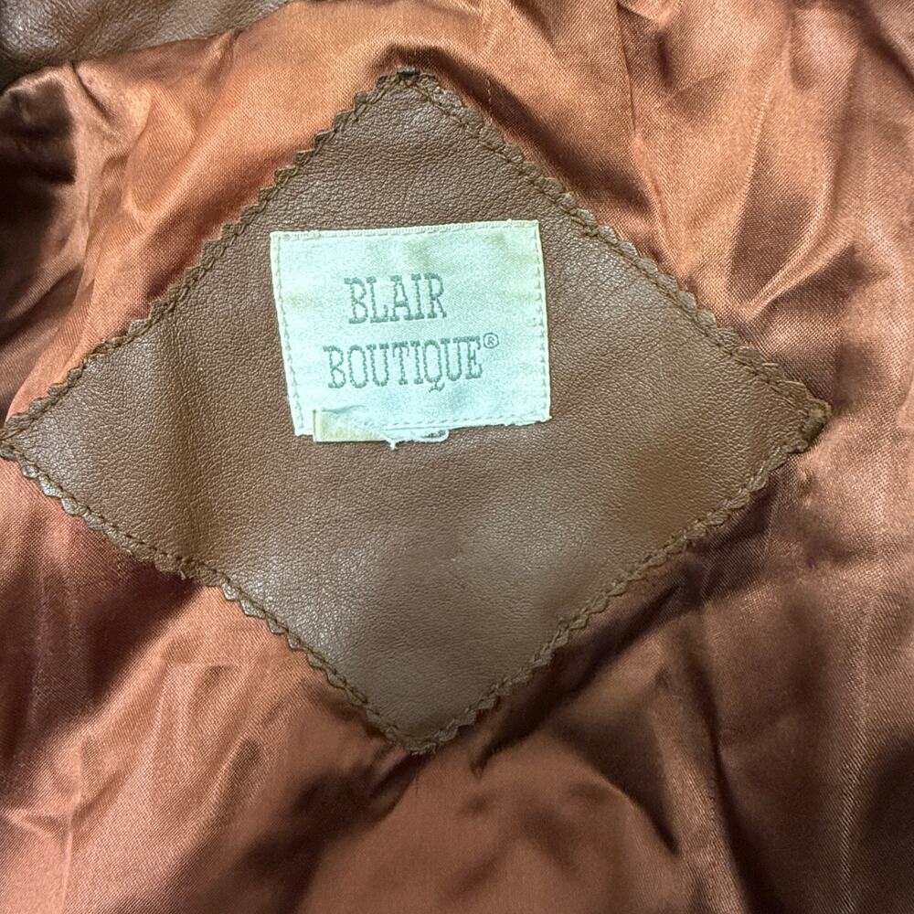 VTG 90's Blair Boutique Brown Leather Coat jacket Unisex Womens 3X Mens 2X - Picture 2 of 4